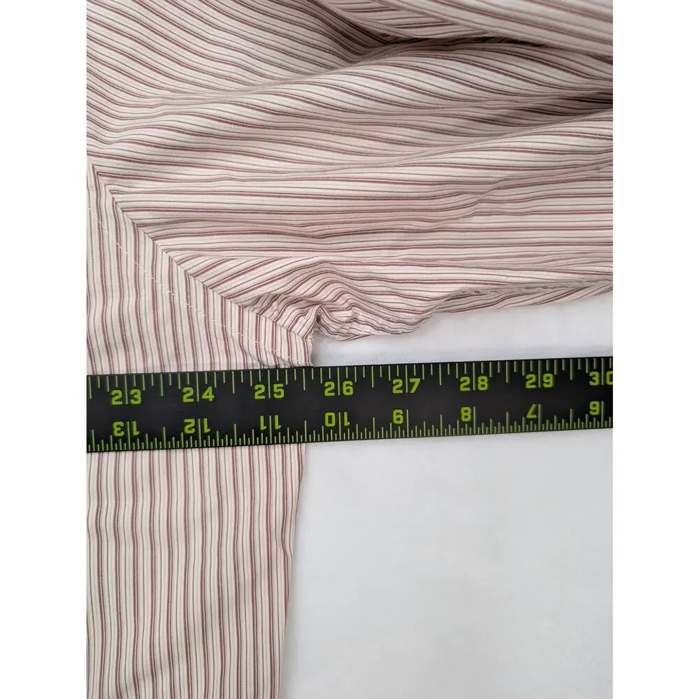 Banana Republic Vintage Mens Button Down Shirt XL 17-17.5‎ Beige Vertical Stripe